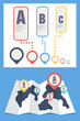 map and pin icon infographics