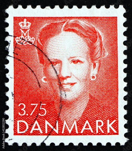 Photo: Postage stamp Denmark 1990 Margrethe, Queen of Denmark Postage stamp Denmark 1990 Margrethe, Queen of Denmark