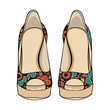 beautiful shoes with floral pattern