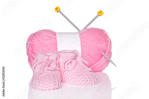 Photo: Baby girl knitted booties Baby girl knitted booties