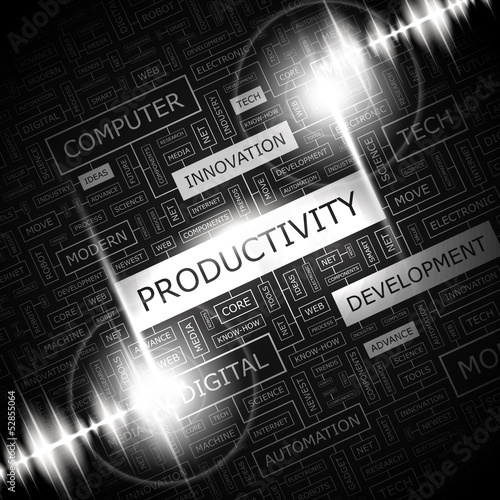 Vector: PRODUCTIVITY. Word cloud concept illustration. PRODUCTIVITY. Word cloud concept illustration.
