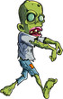 Cartoon stalking zombie writ ripped clothes. Isolated on white