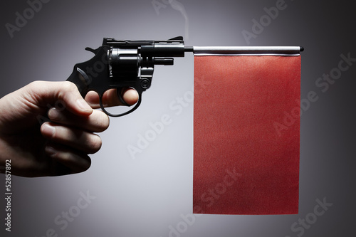 Photo: Gun crime concept of hand pistol Gun crime concept of hand pistol