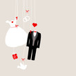 Hanging Wedding Symbols Retro Beige/Red