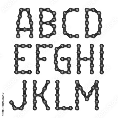Vector: Bicycle chain alphabet Bicycle chain alphabet