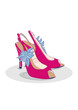 Red womens shoes with single decorative flower