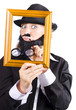 Woman looking through frame