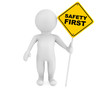 3d person with Safety First traffic sign
