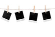 Blank instant photo hanging on the clothesline
