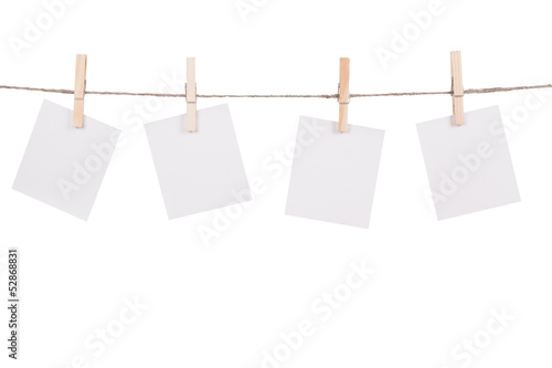 Illustration: Blank instant photo hanging on the clothesline Blank instant photo hanging on the clothesline