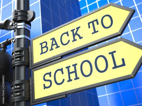 Illustration: Education Concept. Back to Shool Roadsign Arrow. Education Concept. Back to Shool Roadsign Arrow.