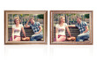 two photo frames with young couple