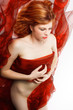 Beautiful redhead in a red scarves