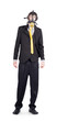 Businessman in gas mask