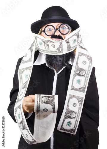 Photo: Woman wrapped in money Woman wrapped in money