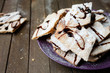 thin crispy cookies with chocolate sauce