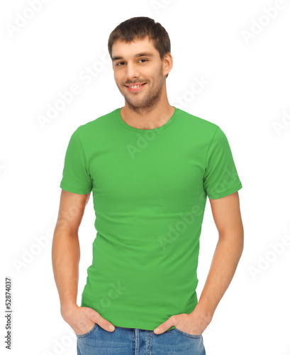 Photo: handsome man in green shirt handsome man in green shirt