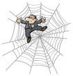 Cartoon Business man in Spider web.