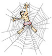 Cartoon Man wearing underpants in Spider web.