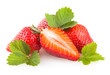 ripe strawberries isolated on white background