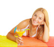 Foto: Cute woman drink cocktail Cute woman drink cocktail