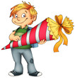 Illustration: Junge, Kind, Schulkind, Schultüte Junge, Kind, Schulkind, Schultüte