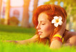 Woman enjoying summer nature