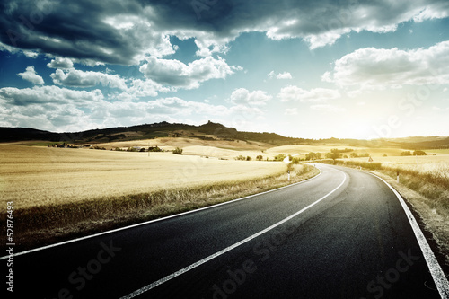 Photo: asphalt road in Tuscany Italy asphalt road in Tuscany Italy