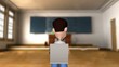 Animated Student in Classroom Raising Hand