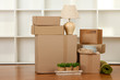 Moving boxes in empty room