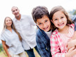 Happy kids with their family