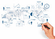 Global business plan concept presentation drawing