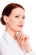 Pretty businesswoman against the white background