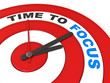 Illustration: Time To Focus concept Close up of clock and dart board Time To Focus concept Close up of clock and dart board