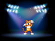 Vector: A tiger raising her hands at the stage under the spotlights A tiger raising her hands at the stage under the spotlights
