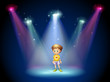 A little man in the middle of the stage with spotlights