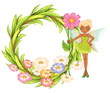 A round border with a fairy holding a flower