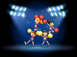 A stage with a cheerleading squad