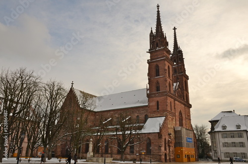 Photo: Basel Cathedral in winter, Switzerland Basel Cathedral in winter, Switzerland