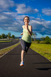 Girl running, jumping outdoor