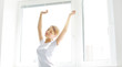Girl stretching in the morning