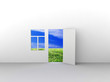Exit to natural landscape. Concept - eco house.