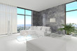 Modern design living room with white couch 