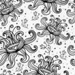 Floral monochrome seamless  pattern