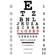 Optical eye test with closed message