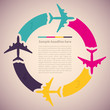 Background with colorful airplanes. Vector illustration.