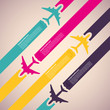 Background with colorful airplanes. Vector illustration.