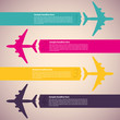 Background with colorful airplanes. Vector illustration.
