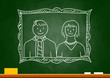 Parents portrait on blackboard