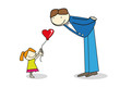 Cartoon. Dad and daughter.
